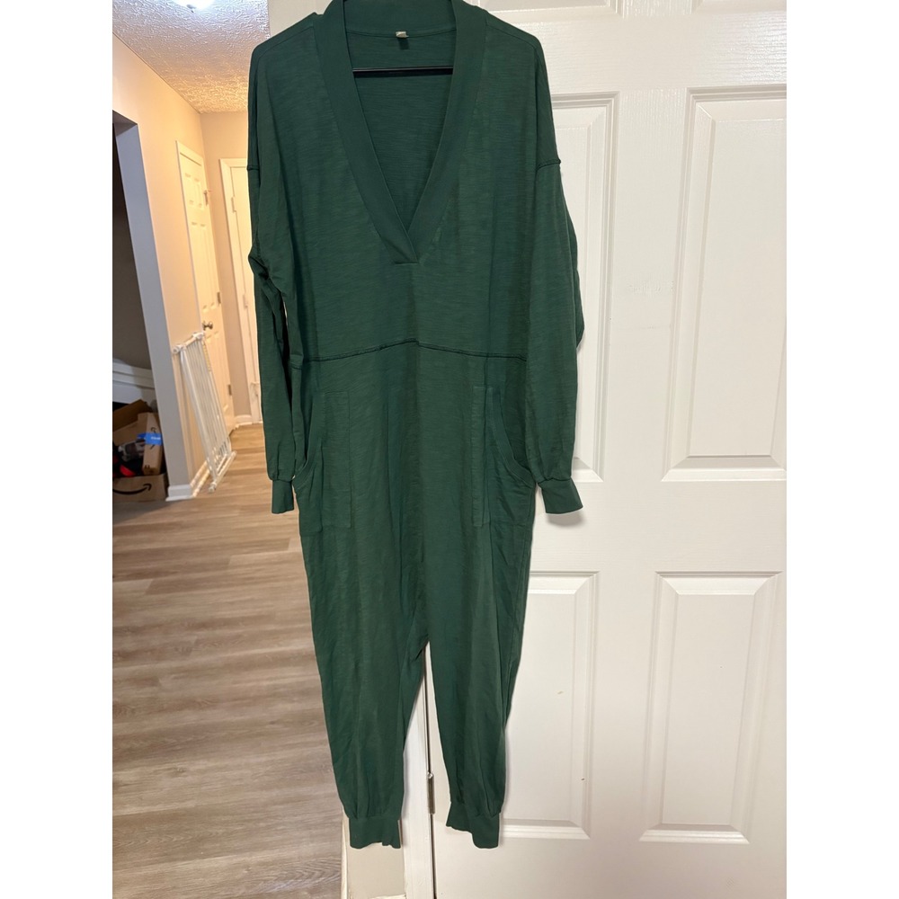 Free People Intimately Just Because Jumpsuit Green Slouchy Lounger OB656314 M - Picture 2 of 6